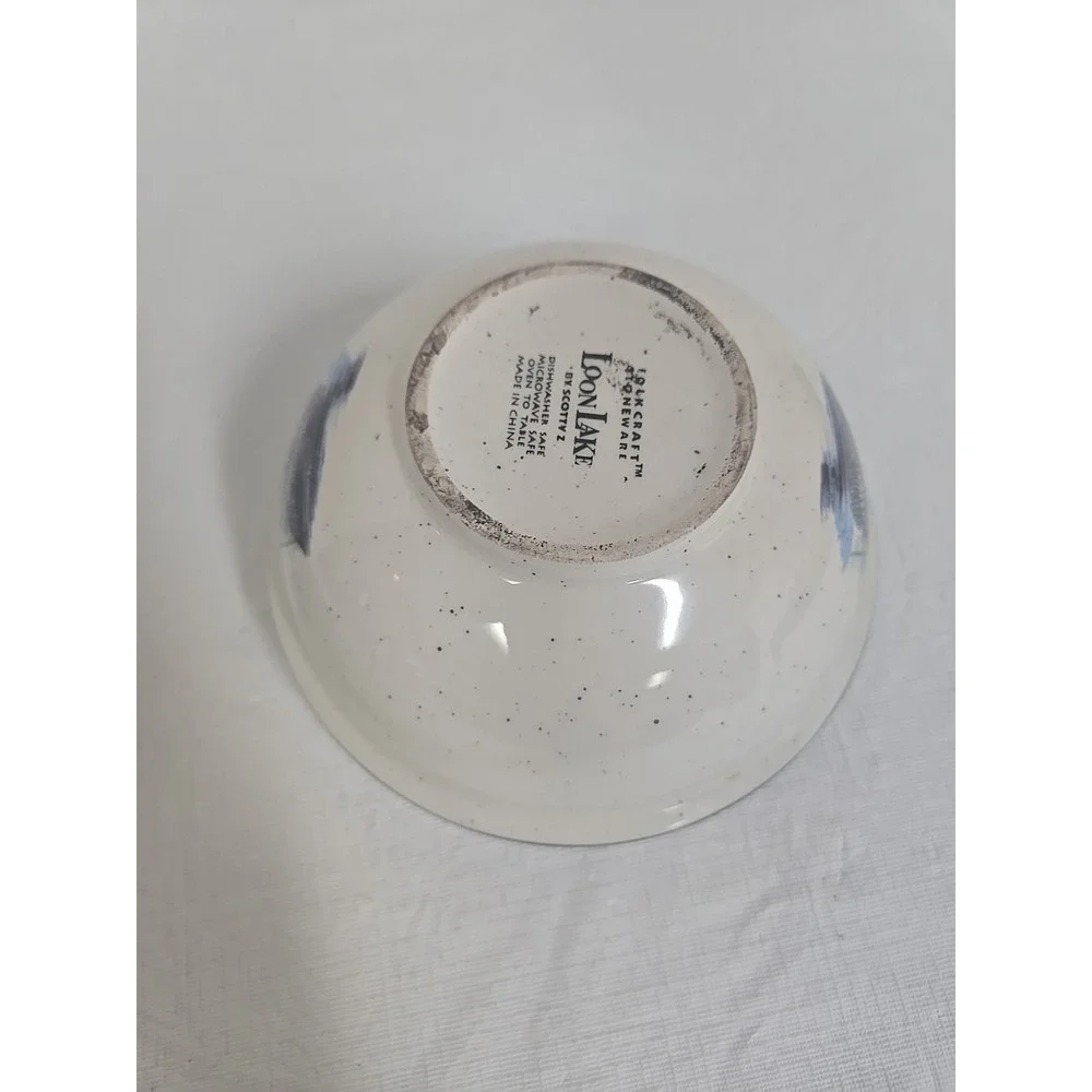 Scotty Z Folkcraft Stoneware LOON LAKE 6 3/8